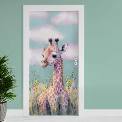 Produktbild von Türfolie "Giraffe" 90x200cm Türposter Deko Aufkleber Folie Tapete TF04-10