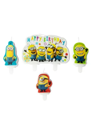 Productafbeelding van AMSCAN - 4 Minions verjaardagskaarsjes
