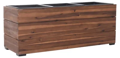 Image de VIVANNO Bac à plantes en bois MAXI Caisse, rayures marron noisette - 91x33x35 cm