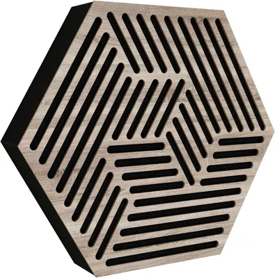 Obrázek produktu pro Balení po 2 kusech – akustické panely pro montáž na zeď | Akustické a dekorativní dřevěné panely pro redukci ozvěny | [HEXAGON | Sonoma]