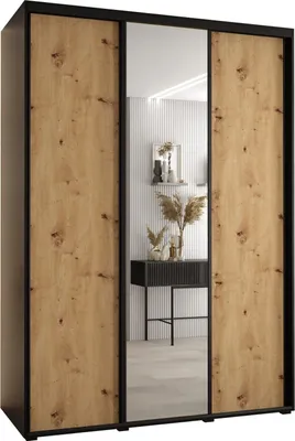 Produktbild von MEBLE KRYSPOL Davos 3 Schrank, drei Türen - 235,2x170x45 cm - Schwarz Artisan Schwarz