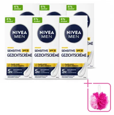 Imagen del producto de 6 unidades de crema facial para piel sensible NIVEA MEN con SPF 15 - 75 ml - Paquete económico
