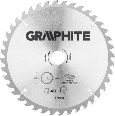 Image de GRAPHITE Lame de scie, widia, 255 x 30 mm, 40 dents