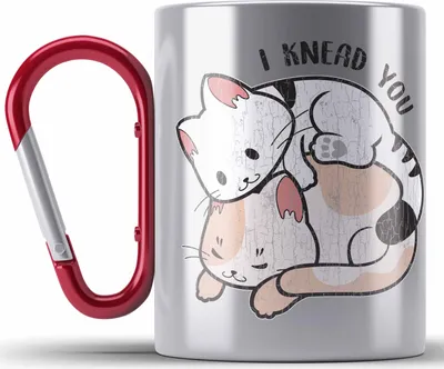 Produktbild von Trendation - Valentinstag Edelstahl Tasse Karabiner Geschenk für Ihn Sie Lustig Katze Geschenkidee Becher Freund Freundin Liebe Paare (Rot)