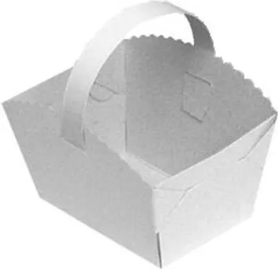 Produktbild von 250x Gebäckkörbchen Tragebox mit Henkel für Brötchen 10x8x6cm weiß