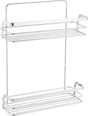 Image de Étagère de douche MSV, modèle double, couleur argent