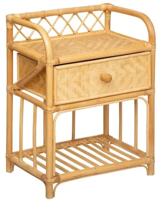 Produktbild von Rattantisch für Schlafzimmer AONI, mit Schublade und Ablage
