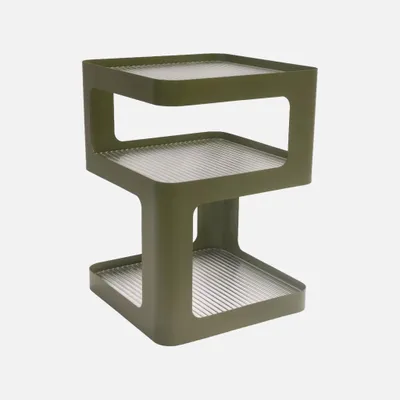 Produktbild von sweeek - Beistelltisch, Nachttisch aus Metall und geriffeltem Glas B 35 x H 50cm - Grün