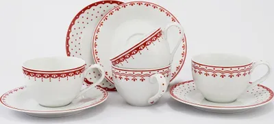 Produktbild von Leander Tassen- und Untertassenset, 0,20 l, HyggeLine, rot, Leander, Tschechisches Porzellan, 4 Stück