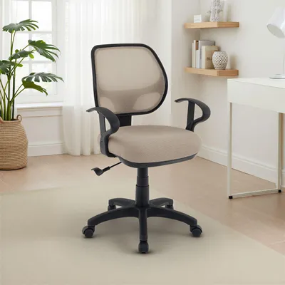 Produktbild von Schreibtischstuhl Kinder COOL-1, Taupe- ergonomischer Bürostuhl für Kinderzimmer, drehbar, höhenverstellbar mit Armlehnen und Wippmechanik inkl. atmungsaktivem Netzbezug [max. Belastbarkeit 100 kg]