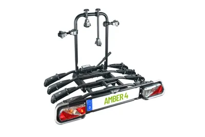 A black bicycle rack is shown against a white background.