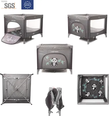 Obrázok produktu pre 4Baby | Ohrádka - Detská ohrádka - Skladacia s bočným vchodom - Priedušné sieťované boky - Matrac a prenosná taška - 93 x 76 x 93 cm - Sivá - Colorado