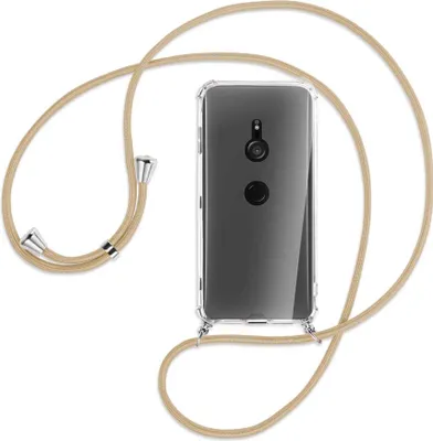 Produktbild von Handykette Backcover-Schutzhülle mit Band (Metall silberfarben) für Sony Xperia XZ3 - caramel