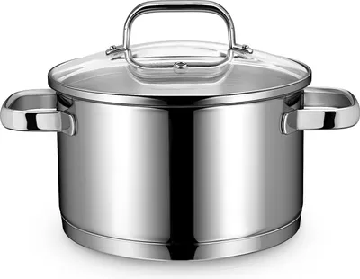 Produktbild von Linnuo Topf Induktion 20cm mit Glasdeckel Kochtopf klein 3,5l, aus 18/10 Edelstahl Griff nicht heiß, geschmiedeter Boden für alle Herde Nudeltopf