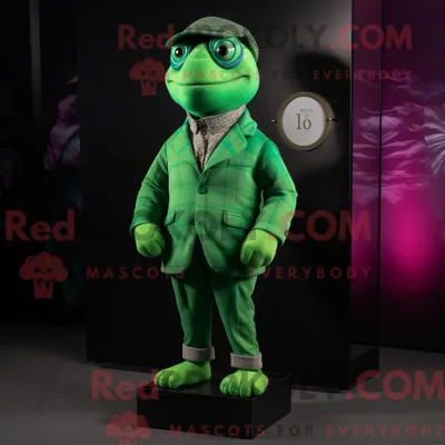 Productafbeelding van Groen REDBROKOLY frambozenmascottekostuum gekleed met een coltrui en pochetten