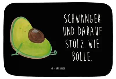 Produktbild von Mr. & Mrs. Panda Badläufer Avocado Schwangerschaft - Schwarz - Geschenk, Geburt, Badezimmerteppich, Baby, Badteppich, Duschvorleger, Bad Fußmatte, duschmatte, Badvorleger