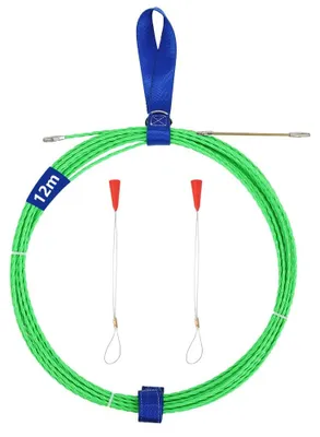 Kabelziehband 12 m, 4 mm, Kunststoffbeschichtet, mit Kabelklemme