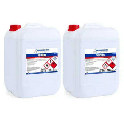 Produktbild von Ravensberger Chemie Spiritus – Alkohol zum Reinigen, Entfetten & als Brennstoff für Campingkocher, Fondue, Haushalt & Werkstatt - 2x 10 Liter Kanister
