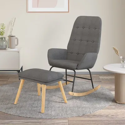 Produktbild von Möbel Schaukelsessel mit Hocker Hellgrau Stoff - Schaukelstühle 3097704