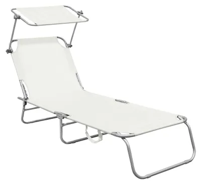 Produktbild von 3-Bein-Gartenliege mit Dach, Farbe Beige
