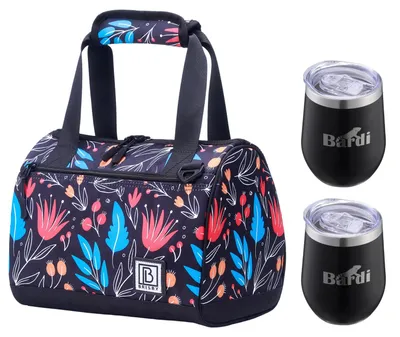 Produktbild von Brisby 10-Liter-Kühltasche – mit 2 Edelstahl-Thermosbechern – Nachtblume
