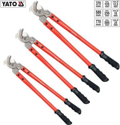 Produktbild von YATO Kraft Kabelschere Kabelschneider Kabelzange Drahtschneider Kraftschere 370 / 580 / 770mm, Größe:500mm² / 770mm lang / YT-18612