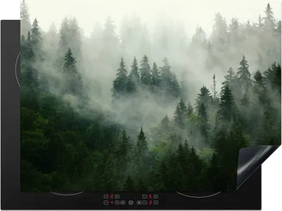 Produktbild von KitchenYeah© Herdabdeckplatte Wald - Nebel - Bäume - Natur , 70x52cm, Küche Deko, Glaskeramikkochfeld Herdabdeckung, Abdeckplatte fùr Kochfeld