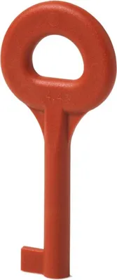 A single, orange, key-shaped object against a white background.