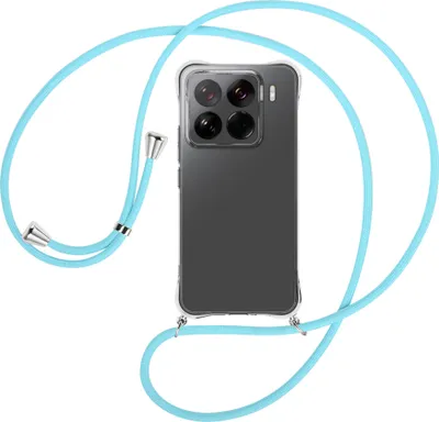Produktbild von Handykette Backcover-Schutzhülle mit Band (Metall silberfarben) für Xiaomi 15 Pro 5G - himmelblau