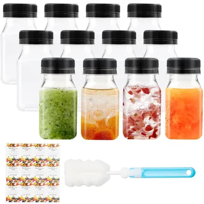 Productafbeelding van Kleine plastic flesjes om te vullen - inhoud: 120 ml - lege sapflesjes - 12 stuks