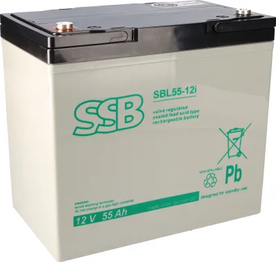 Obrázek produktu pro Olověná baterie SSB SBL 55-12i AGM baterie se šroubovým připojením M6 - 12V 55Ah