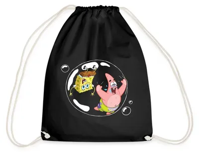 Produktbild von Spreadshirt Spongebob Schwammkopf Mit Patrick In Einer Blase Turnbeutel, One size, Schwarz