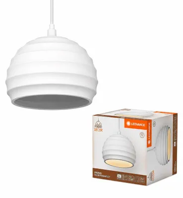 Zdjęcie produktu dla Lampa wisząca Ledvance Decor Plaster Cup, biała, okrągła, średnica 16 cm, maksymalna moc 25W, gwint E27, wykonana z gipsu