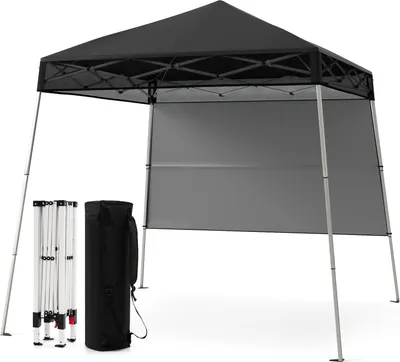 Produktbild von GOPLUS Pop-up Pavillon 2 x 2 m, höhenverstellbar, Gartenpavillon mit Seitenwänden, Tragetasche, 4 Heringe, Faltpavillon mit Sonnenschutz  wasserfest