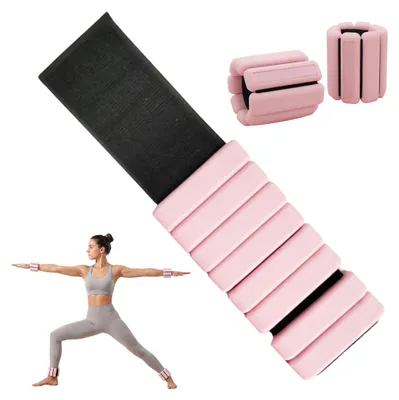 Productafbeelding van Relaxdays Gewichtsmanschetten, set van 2, 2 kg, voor voet- en pols, siliconen, trainingsgewichten voor yoga, Pilates en joggen, roze