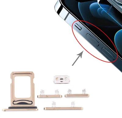Obrázok produktu pre Držiak na dve SIM karty a tlačidlo napájania/hlasitosti pre Apple iPhone 12 Pro Max, zlatá farba