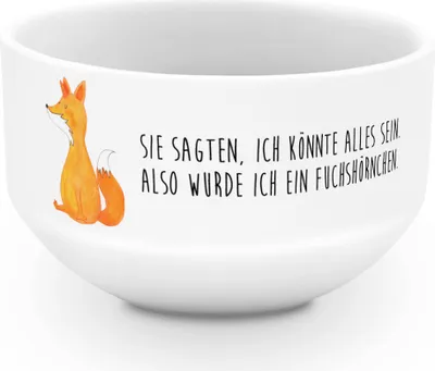 Produktbild von Mr. & Mrs. Panda Schüssel Einhorn Fuchs - Weiß - Geschenk, Füchse, schale, porzellanschüssel, Unicorns, salatschälchen, Müsli, Fuchshörnchen, Einhörner, reisschüssel