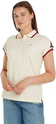 Produktbild von Tommy Hilfiger Damen Poloshirt Kurzarm Regular Fit, Weiß (Calico), M