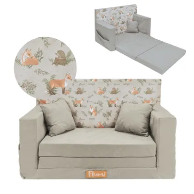 Produktbild von Flumi Kindersofa ausklappbar, Kindercouch mit Schlaffunktion, waschbarer Bezug