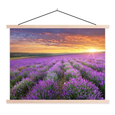Produktbild von MuchoWow® Textilposter Lavendel - Wolken - Frühling 40x30 cm mit holzfarbenen Rahmen - Bilder