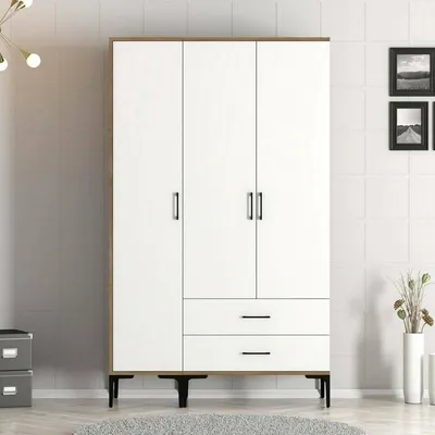 Produktbild von Dmora Kleiderschrank 3-türig Albireo 120x47,5 cm, Braun, 5 Böden