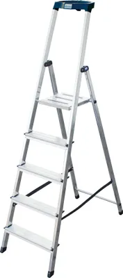 Produktbild von Krause 126337 Stufen-Stehleiter Safety Alu-Leiter. 5 Stufen