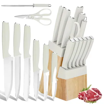 Obrázek produktu pro Sada kuchyňských nožů, 14 kusů, ergonomický design, BÍLÁ