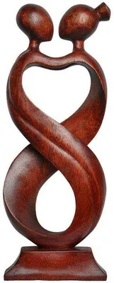 Produktbild von Statue HARMONIE - abstrakte Schnitzerei aus Soar Wood - Holz-Skulptur in 30 cm oder 40 cm handgeschnitzt, Grösse:ca. 40 cm