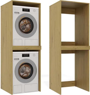 Immagine prodotto di Armadio da bagno POLA TWIN per lavatrice e asciugatrice – Salvaspazio e stabile | Colore: rovere artigianale