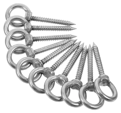 Produktbild von 10 Stück Edelstahl Schraubhaken mit Öse zum Aufhängen von Pflanzen, Deckenhaken für Außenleuchten, selbstschneidende Haken für Küchenutensilien