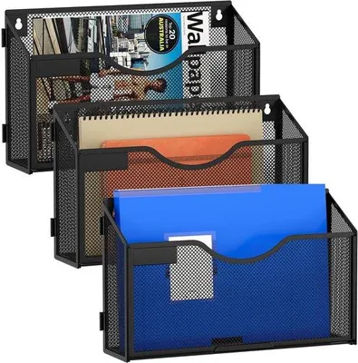 Produktbild von Metall A4 Wandhälter für Magazine, schwarz, 3er Pack