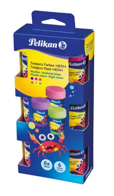 Obrázek produktu pro Pelikan Tempera Neon 740N, Více, Vodová barva, Tekutina, 20 ml, 6 kusů