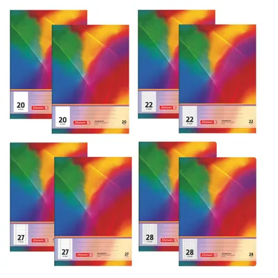 Produktbild von BRUNNEN Schulheft-Set DIN A4 | 8er Pack | Lineatur 20, 22, 27 & 28 | Jeweils 16 Blatt | Blanko, Kariert & Liniert mit Doppelrand