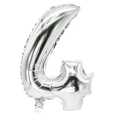 Produktbild von PAPSTAR Folienballon "Zahlen" 350 x 200 mm Ziffer: 4 silber